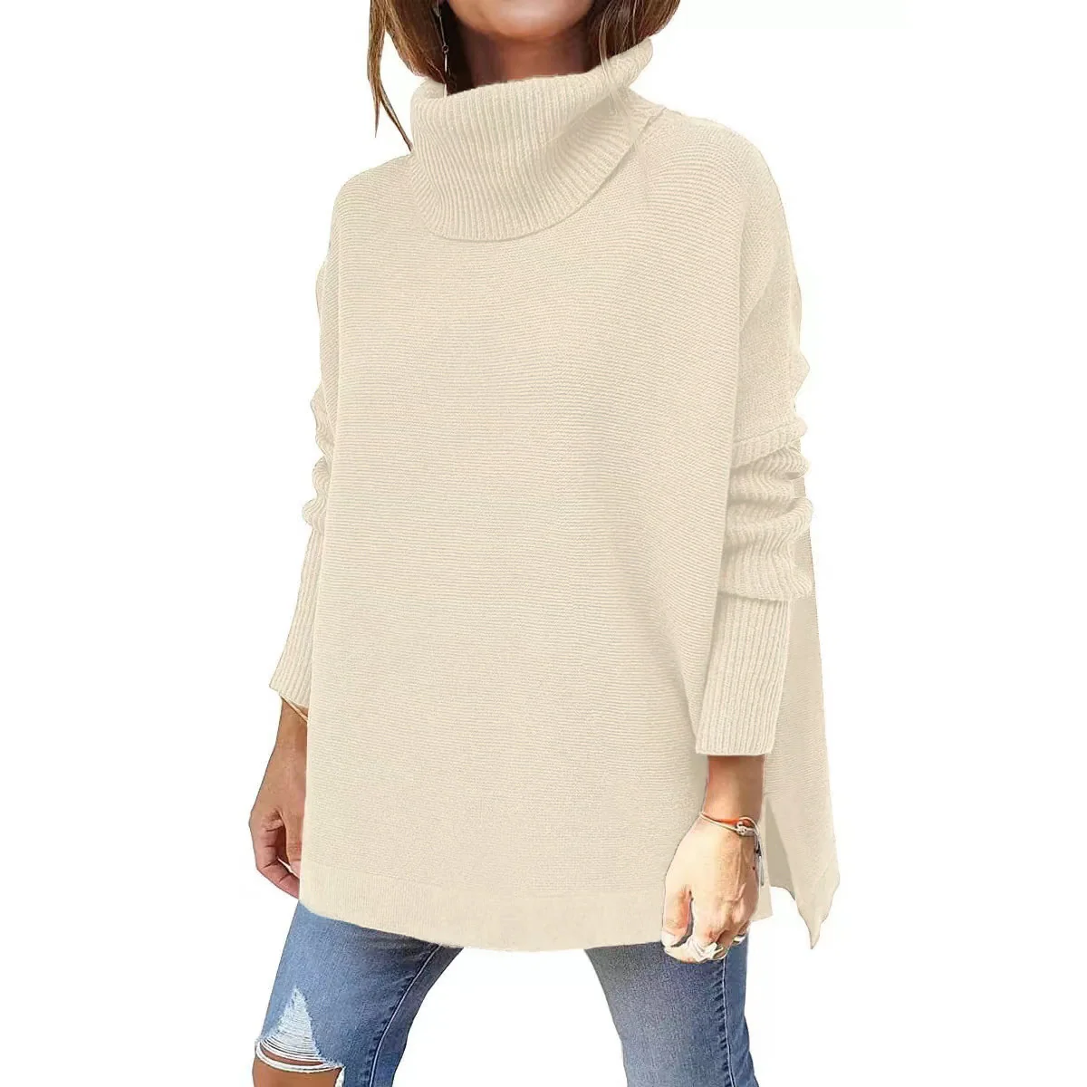Women's Turtleneck Oversized Sweater Mid Length - Image 9