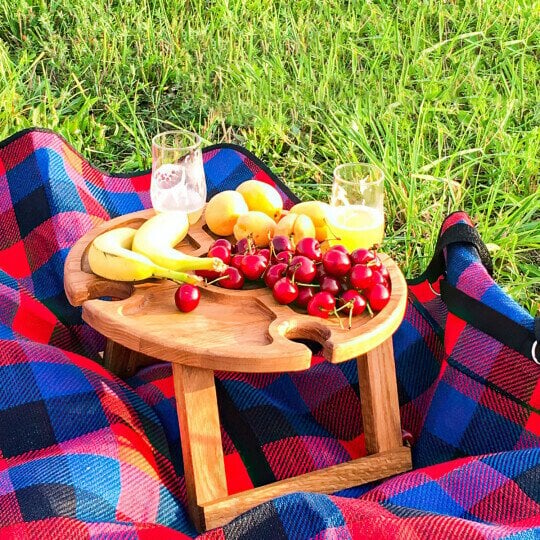 Wooden Outdoor Folding Picnic Table-With Glass Holder - Image 4