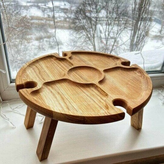 Wooden Outdoor Folding Picnic Table-With Glass Holder - Image 7
